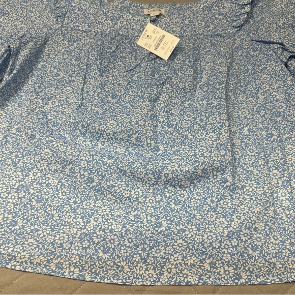NWT J.Crew Light Blue Floral Blouse - Picture 8 of 11